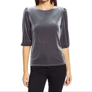 From Nordstrom Women's Halogen Gray Ebony Velour Bubble Sleeve Top